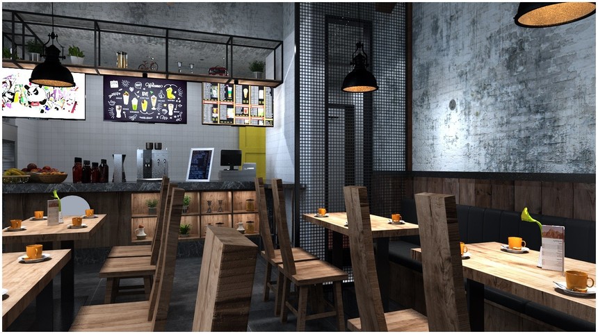 100平方茶餐廳設(shè)計裝修高清圖